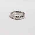Adjustable silver twisted wave ring featuring a high-polish minimalist braided design - Adjustable Open / White Gold