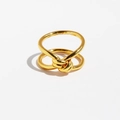 Anello a doppio nodo in oro lucido dal design in metallo minimalista per uomo e donna - US 7 / Oro