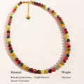 Collana in tormalina arcobaleno con catena in ottone placcato oro e lunga 40 cm - Collana Perline Tonde 6mm