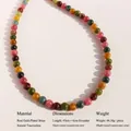 Collier en tourmaline arc-en-ciel avec chaîne en laiton doré et perles naturelles fines - Collier de perles 10mm