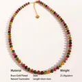Collana di tormalina naturale arcobaleno con chiusura placcata oro e catena regolabile - Collana Perline Ingranaggio 6mm