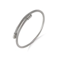 Brazalete abierto de cuerda torcida minimalista en acero inoxidable plateado - Textura de Cuerda Trenzada (TT0053) / Plateado