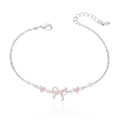 Détail du bracelet noeud en argent avec zircons coeurs roses et fermoir ajustable - Bracelet Couleur Acier (TS0675-2)