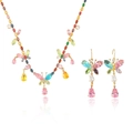 Parure de bijoux papillon en zircon coloré avec collier et boucles d'oreilles dorées - Parure de Bijoux Papillon Colorée (PJ--27)