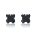 Glänzende schwarze Keramik-Ohrstecker in X-Form für Damen mit hochglanzpoliertem Finish - Vierstrahliger Stern / Schwarz