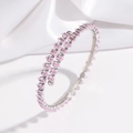 Close-up of silver bypass bangle with double row pink marquise-cut cubic zirconia - Silver Base Pink Zirconia (TT0250)