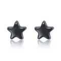 Poliierte schwarze Keramik-Ohrstecker in Sternform für empfindliche Ohren mit Spiegelung - Stern / Schwarz