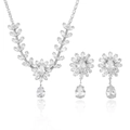 Elegante set di gioielli con fiori in zircone inclusi collana e orecchini a goccia - Set Collana e Orecchini Spiga di Grano (PJ--81)