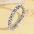 Italian charm bracelet with evil eye modules in polished stainless steel for women - Standard Enamel Evil Eye Style (TT0924---3)
