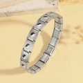 Macro detail of Italian charm bracelet with Yin-Yang enamel modules in stainless steel - Black and White Yin Yang Style (TT0924---4)