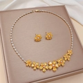 Fashion jewelry set with yellow pear-shaped crystals and plum blossom choker design - Yellow Floral (PJ-103)