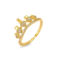 Macro detail of crown ring with heart patterns and sparkling pavé zircon stones - Gorgeous Crown Heart Cluster Inlaid Style (J1021)