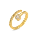 Anello regolabile placcato oro con stella in zircone e pavé su uno sfondo bianco - Stile Stella a Cinque Punte Zirconia (J1142)
