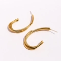 Boucles d'oreilles créoles en laiton plaqué or 18k avec design de lignes croisées - Or