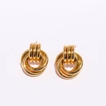 Boucles d'oreilles nœud en chaîne dorée polie avec base à trois nervures chic - Or