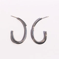 Boucles d'oreilles créoles en C à trois lignes argentées avec tige en argent S925 - Or blanc