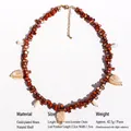 Collana di perle marroni con ciondolo a foglia di conchiglia e ottone placcato oro - Collana
