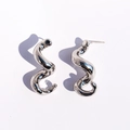 Boucles d'oreilles spirales en argent aux lignes courbées minimalistes - Argent
