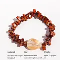 Bracciale di perle fatto a mano con scaglie di conchiglia marrone e ciondolo foglia - Bracciale