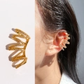 Manchette d'oreille dorée multicouche en V avec zircons pour oreilles non percées - Or