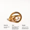 Polished gold plated brass ring with unique knotted double-layer hollow line design - Gold Ring