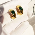 Orecchini a cerchio vintage a forma di C placcati in oro con zirconi verde smeraldo - Stile Smeraldo / Verde
