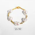 Baroque pearl bracelet with gold toggle clasp and 20cm length for elegant women - Bracelet / 20cm