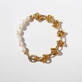 Armband mit Barockperle und goldener Seilkette mit Vintage-OT-Knebelverschluss - Gold