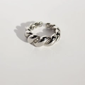 Silver vintage twisted rope open ring with adjustable band and polished metallic finish - Adjustable Open / White Gold