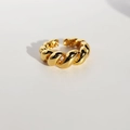 Adjustable golden twist spiral ring with high-polish finish and minimalist texture - Adjustable Open / Gold