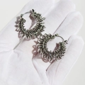 Silver spiral coil hoop earrings in a unique spring-style wrap design for women - White Gold