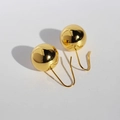 Minimalist golden polished mirror ball drop earrings with elegant J-hook design for women - Gold