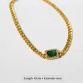 Collana vintage a catena barbazzale dorata con pendente in zircone verde taglio smeraldo - Collana