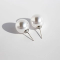 Klassische weiße große Perlenohrstecker mit S925 Sterling Silber Nadeln im Minimal-Stil - Silber