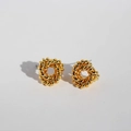 Boucles d'oreilles clous torsadées en laiton plaqué or avec motif de corde tissée - Style Torsadé / Or
