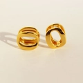 Minimalistische vergulde holle geometrische ovale oorringen met een gepolijste afwerking - Gouden Dubbele Ring Ovaal Stijl