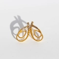 Elegant gold butterfly wing stud earrings with sparkling cubic zirconia on white background - Gold