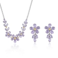 Parure de bijoux collier et boucles d'oreilles avec fleurs en cristal lavande - Style de Goutte d'Eau en Grappe de Fleurs (PJ--171)