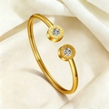 Gold titanium steel open bangle with Roman numerals and white zircon inlay details - Gold Roman Numeral Rhinestone Style (TT1011 Gold---1) / Gold