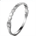 Detail of silver titanium steel bangle with honeycomb hexagonal pattern and zircon inlay - Silver Honeycomb Inlaid Style (TT0658)