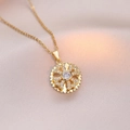 Collier en acier titane doré avec pendentif fleur de mandala rotatif orné de zircons - X1088-fleur D'or