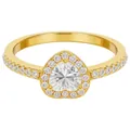 Primer plano de un anillo con gema en forma de corazón y pavé de diamantes en oro - Oro Blanco (J0233-6)
