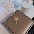Elegante collana d'oro con ciondolo a lucchetto di longevità e inserto in madreperla - Lucchetto di longevità di sicurezza (X1127)