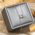 Silver Roman cylinder necklace with sparkling crystals and fine chain for women - Cylinder Studded / Steel