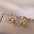 Funkelnde Kleeblatt-Ohrringe in Goldoptik mit Zirkonia-Steinen für Frauen - Ohrstecker / Gold