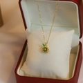 Collier tranche de citron doré avec pendentif en zircon vert sur chaîne en O - Pendentif Tranche de Citron (X0475) / Doré