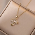 Collier pendentif parapluie doré avec zircons vert émeraude et petits cristaux brillants - Collier Parapluie en Zircone Blanche