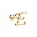Macro shot of 18K gold letter E stud earring with screw back ball and polished finish - Letter E / Gold