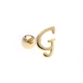Detailed macro view of 18K gold letter G stud earring with secure screw-on ball back - Letter G / Gold