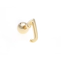 Detailed view of polished 18K gold letter J stud earring with secure screw back ball - Letter J / Gold